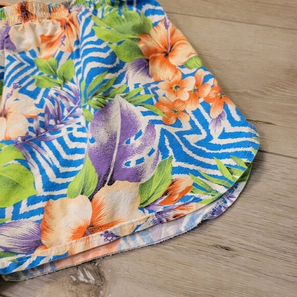 Vtg 80's Island Native Tropical Swim trunks Purple Blue Green Sz READ - Picture 2 of 5